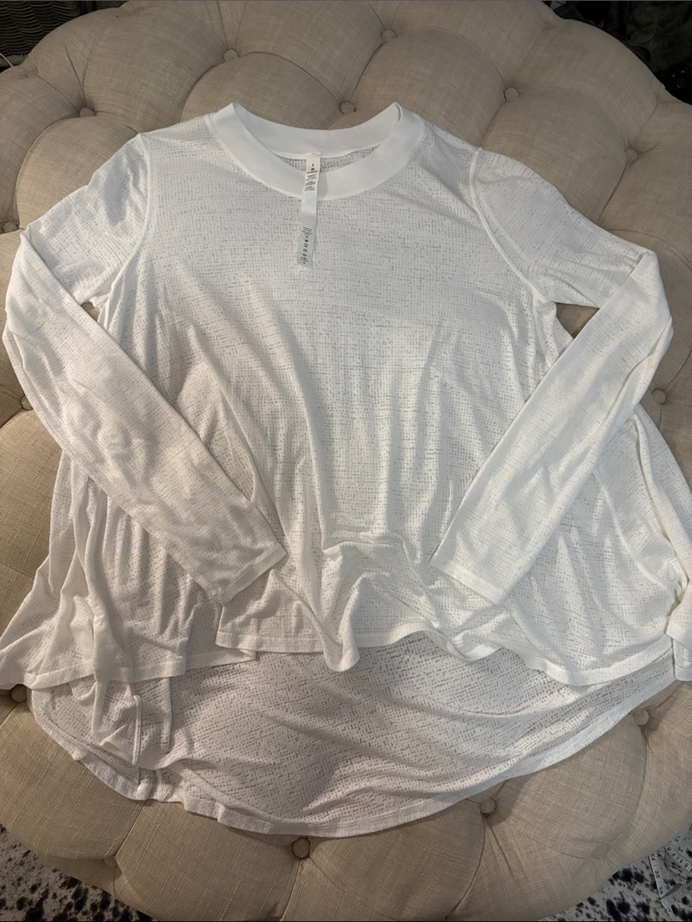 lululemon athletica Dare To Drape White Long-Sleeve Layered Hem Tee
